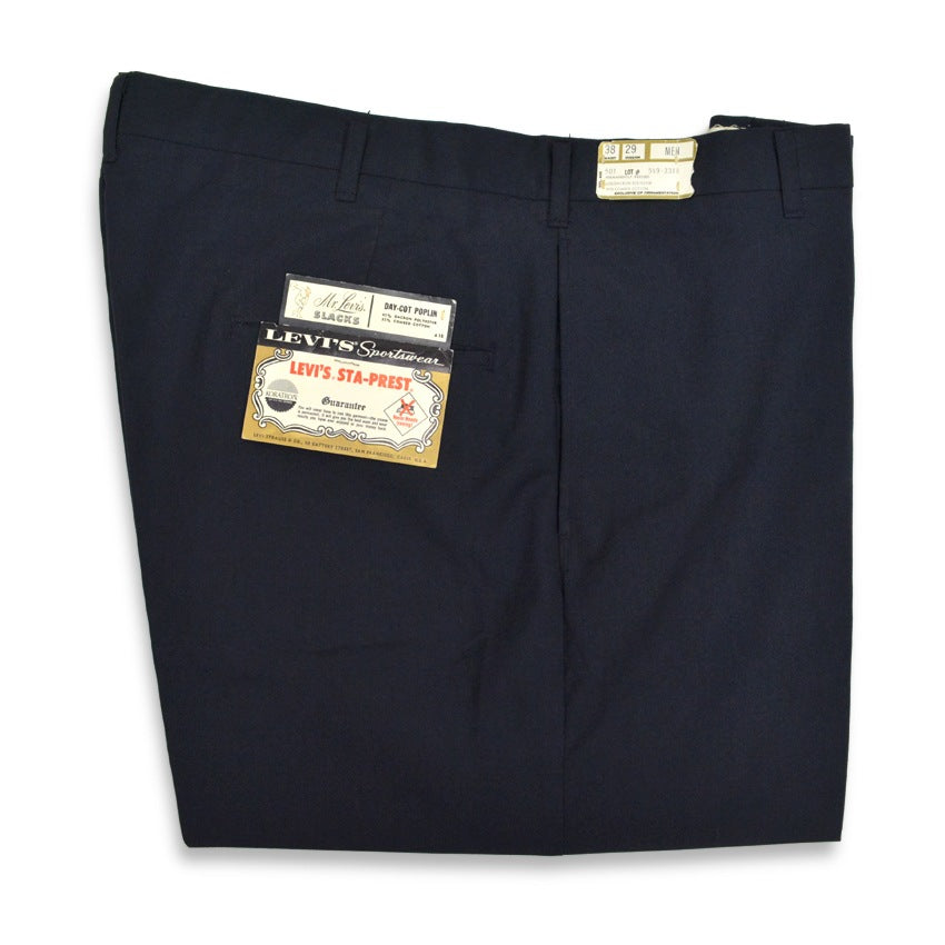60's Deadstock LEVI'S 549-3318 STA-PREST SLACKS DARK NAVY... W38 L29