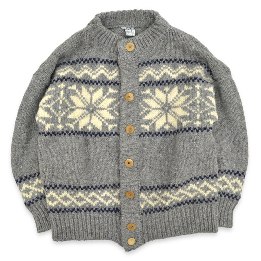 70's~ GRIGOROPOULOS BROS Snowflake Wool knit Sweater... XL