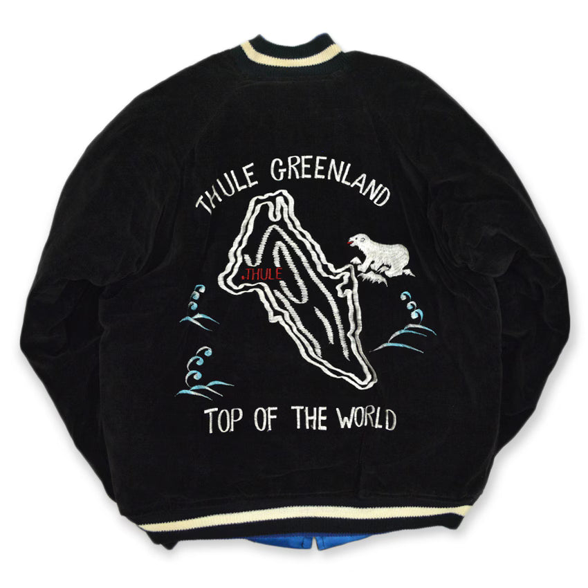 1950s THULE GREENLAND SOUVENIR JACKET (Sukajan, black velvet)...