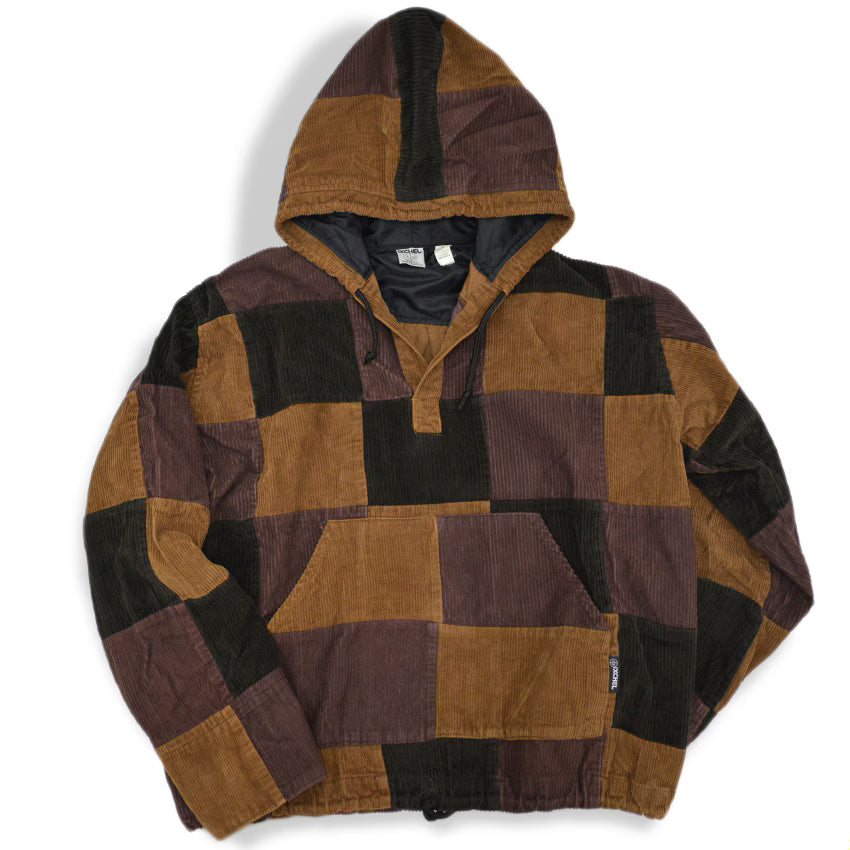 ~1990's IXCHEL CORDUROY PATCHWORK PULLOVER HOODIE... L