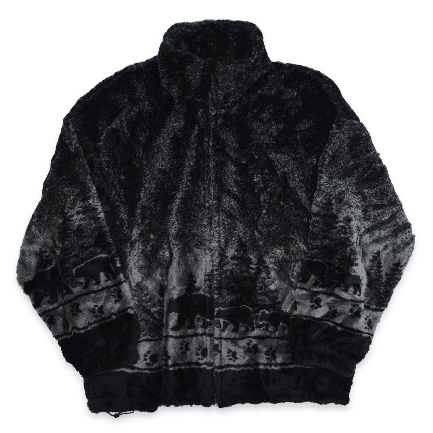 ~2000's DEADSTOCK MAZMANIA BEAR BLACK & PEWTER FLEECE JACKET...XL