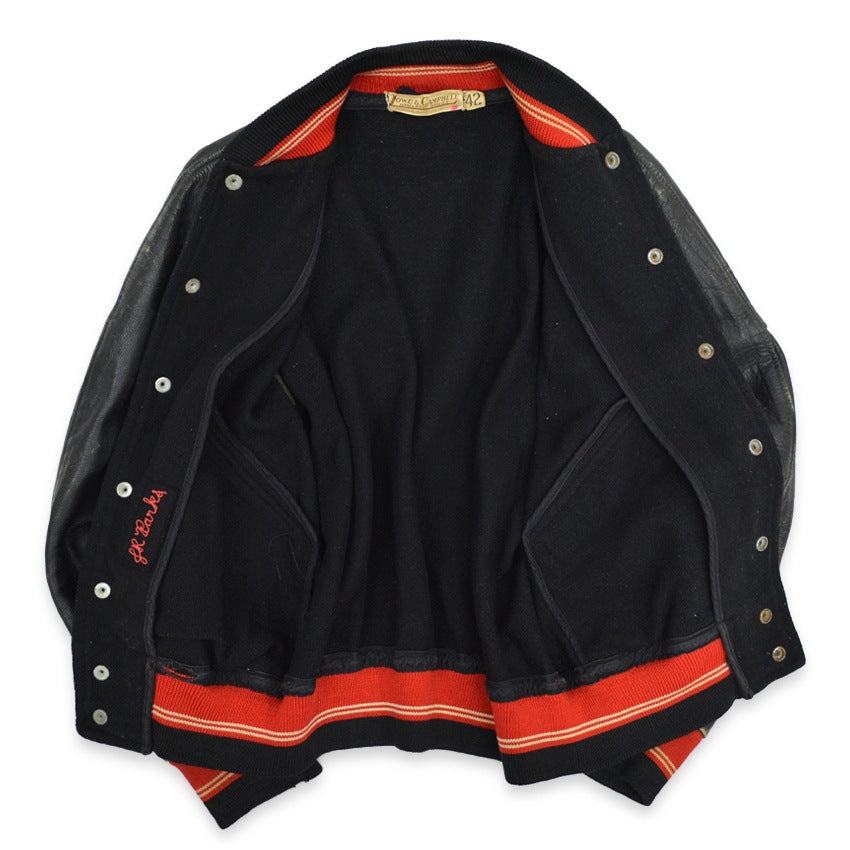 1950's LOWE & CAMPBELL BLACK AWARD JACKET... 42