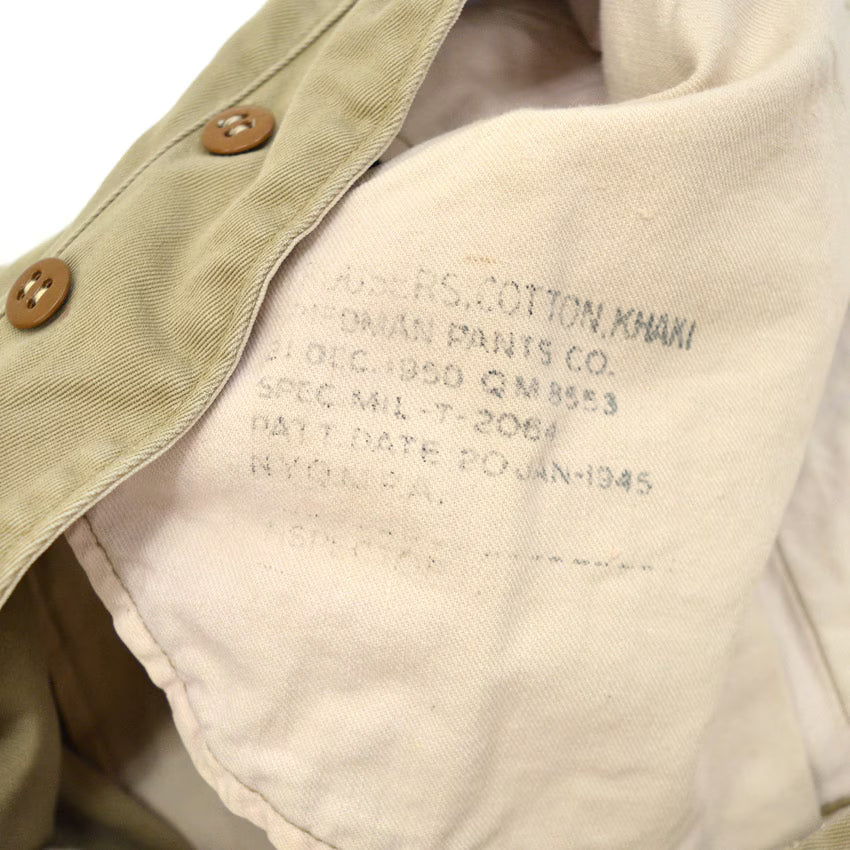 1940's~ USARMY 1945 TROUSERS COTTON KAHKI CHINO... W31 L29