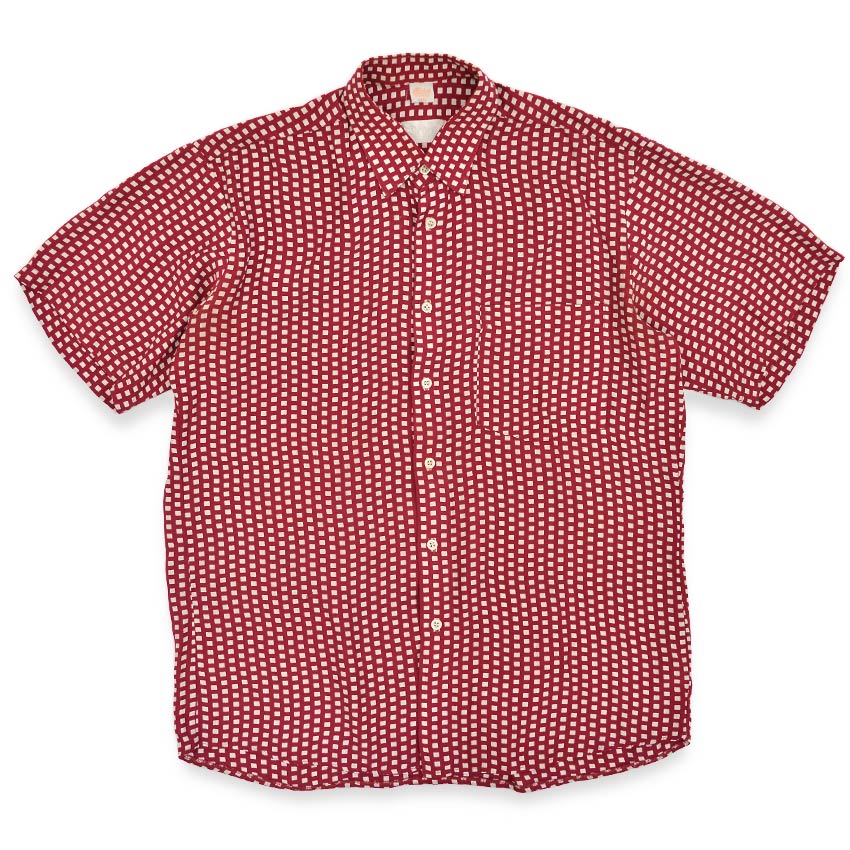1960's〜 Deora Square Dots Rayon S/S Shirt Blood ... 40