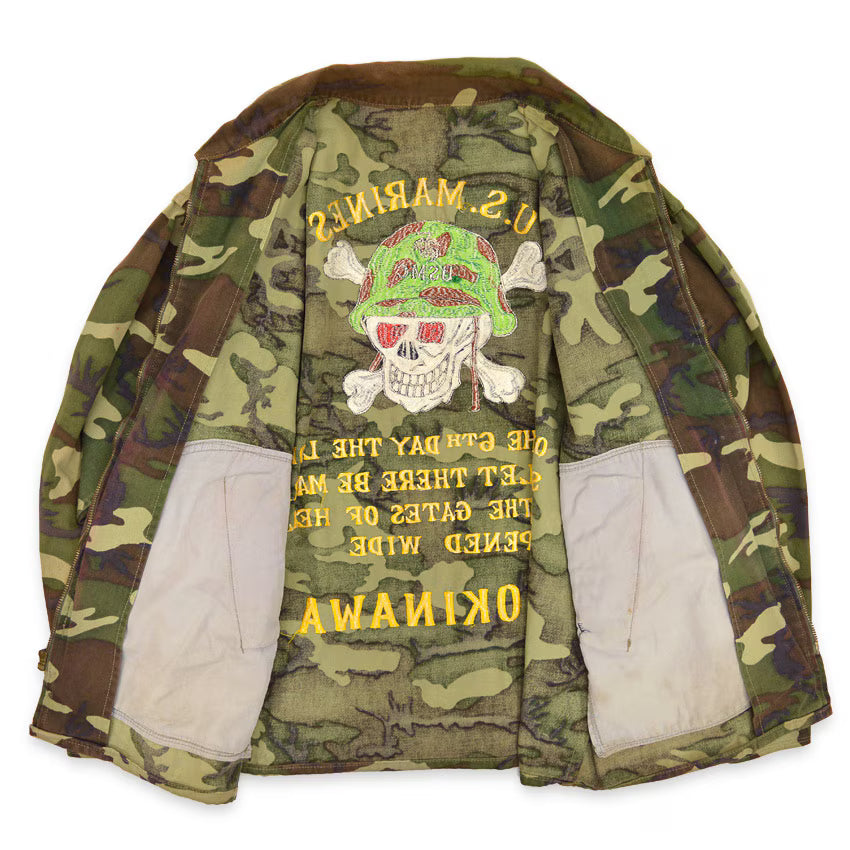 ~1970's USMC VIETNAM WAR SKULL EMBROIDERY TOUR JACKET...