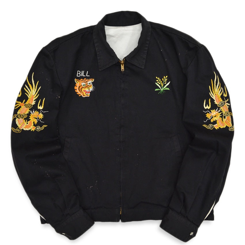 1960s VIETNAM SOUVENIR JACKET (Vietnamese souvenir jacket) with tiger design, 64-65 size, name embroidery...