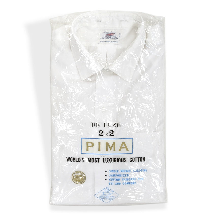 1960's DEADSTOCK LUXURIOUS PIMA COTTON WHITE SHIRT ... 161/2