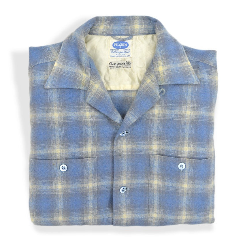 1950's PILGRIM PLAID VIRGIN WOOL SHIRT ... M