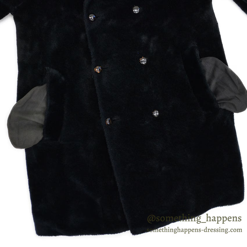 ~1960's Shanhouse BLACK FAKE FUR DOUBLE BREASTED COAT... 40