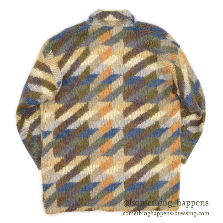 ~1990's MULTI COLOR MOHAIR SHAWL COLLAR JACKET...
