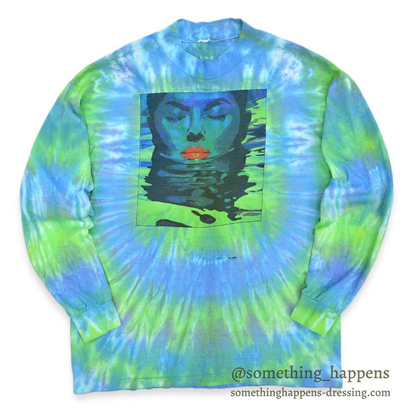 〜1990's WOMAN FACE IN WATER ART TIE DYE L/S T-SHIRT ... Fits like XL