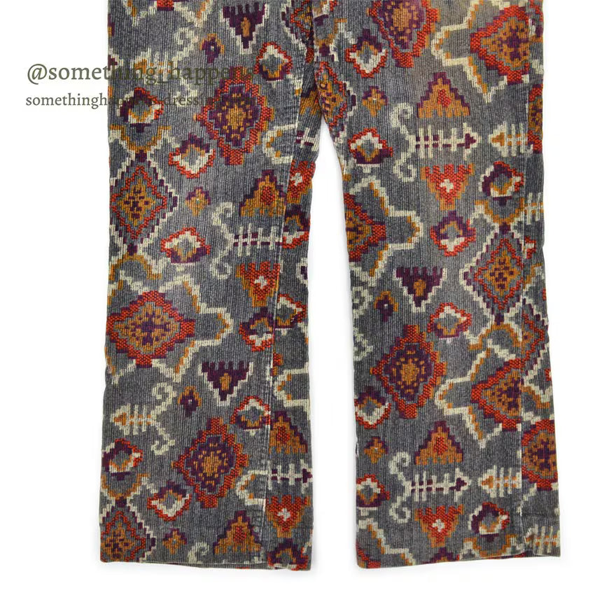 1960's~ LEVI'S BIG-E NATIVE PATTERN PRINT CORDUROY PANTS... W32 L28