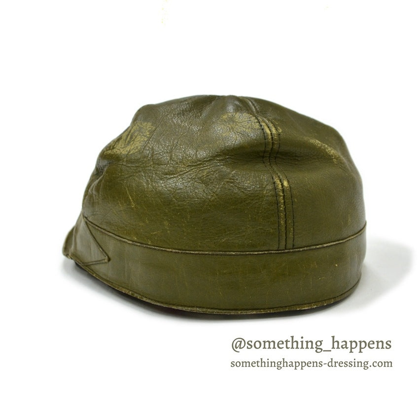 ~1940's LLBEAN HUNTING LEATHER CAP OLIVE...