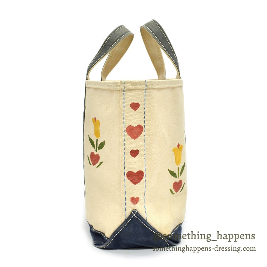 1980's L.L.BEAN ART PAINT BOAT AND TOTE NAVY ... MEDIUM