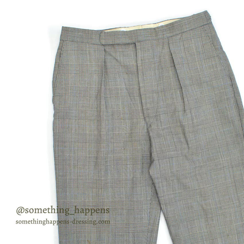 1960's~ EURO GLEN CHECK TROPICAL WOOL SLACKS... W32 L32