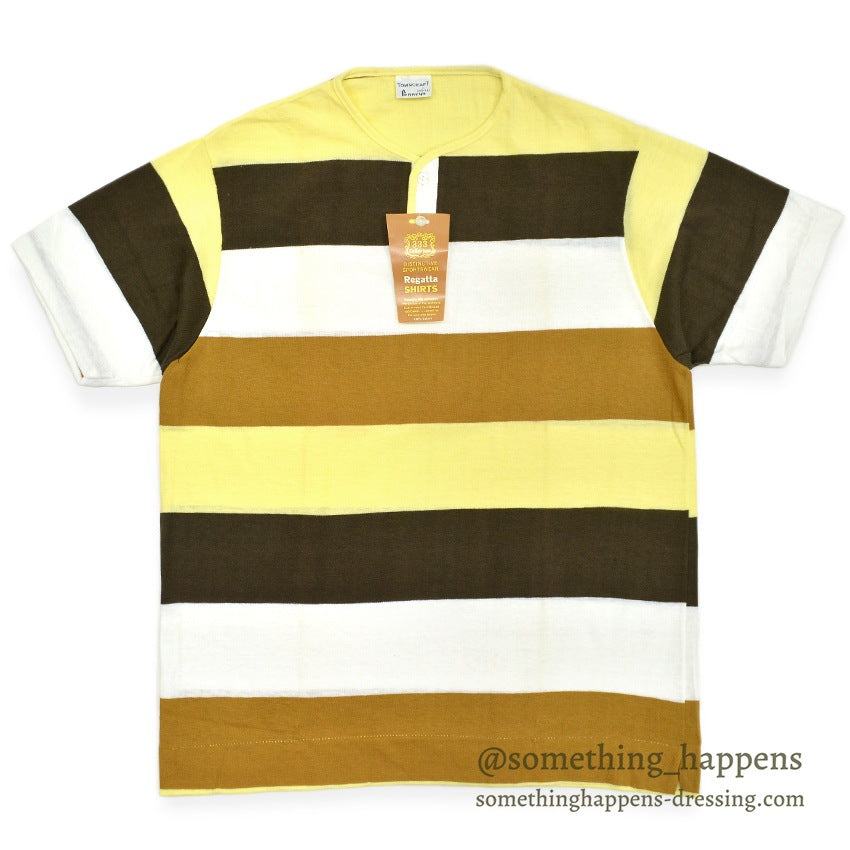1960's DEADSTOCK TOWNCRAFT PENNEY'S WIDE BORDER HENLEY NECK T-SHIRT ... L