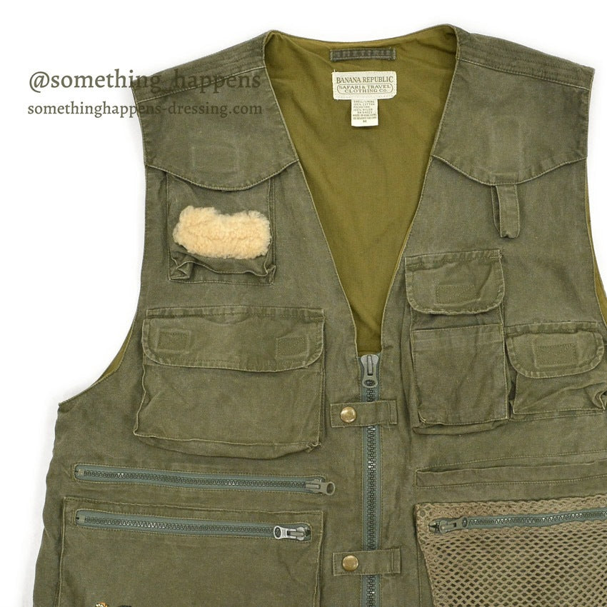 1980's BANANA REPUBLIC FISHERMAN COTTON VEST ... M