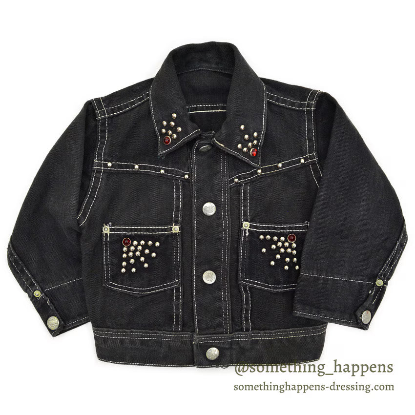 1950's WESTERN TWO POCKETS BLACK DENIM JACKET FOR KIDS...