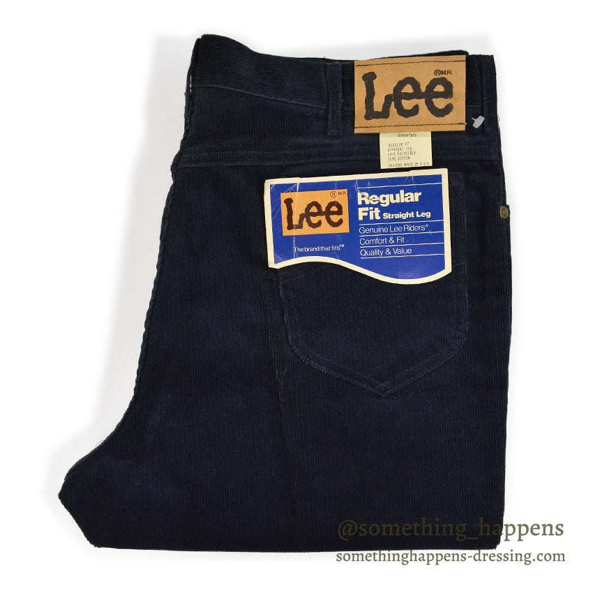 1980's DEADSTOCK Lee 200 CORDUROY PANTS DARK NAVY... W38/L30