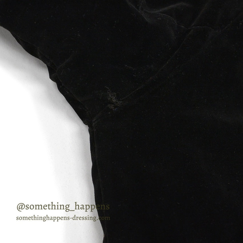 1950s JAPAN SOUVENIR JACKET (Sukajan) - Black velvet, navy and white ribbing...
