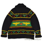 1950's INDIAN THUNDERBIRD HAND KNIT COWICHAN SWEATER BLACK...