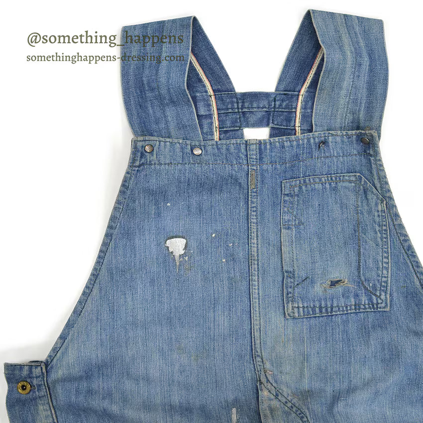 1930's~ WHITE FIELD S&B ONE POCKET DENIM OVERALL ... W39/L28