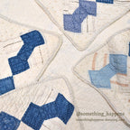 ANTIQUE BOWTIE INDIGO CALICO PATCHWORK CRIB QUILT... 122cm/100cm
