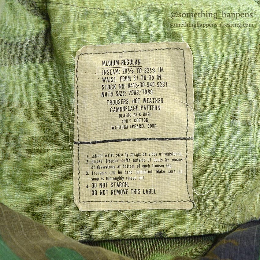 1970's USARMY ERDL NON RIP MIX LEAF PANTS... MEDIUM-REGULAR
