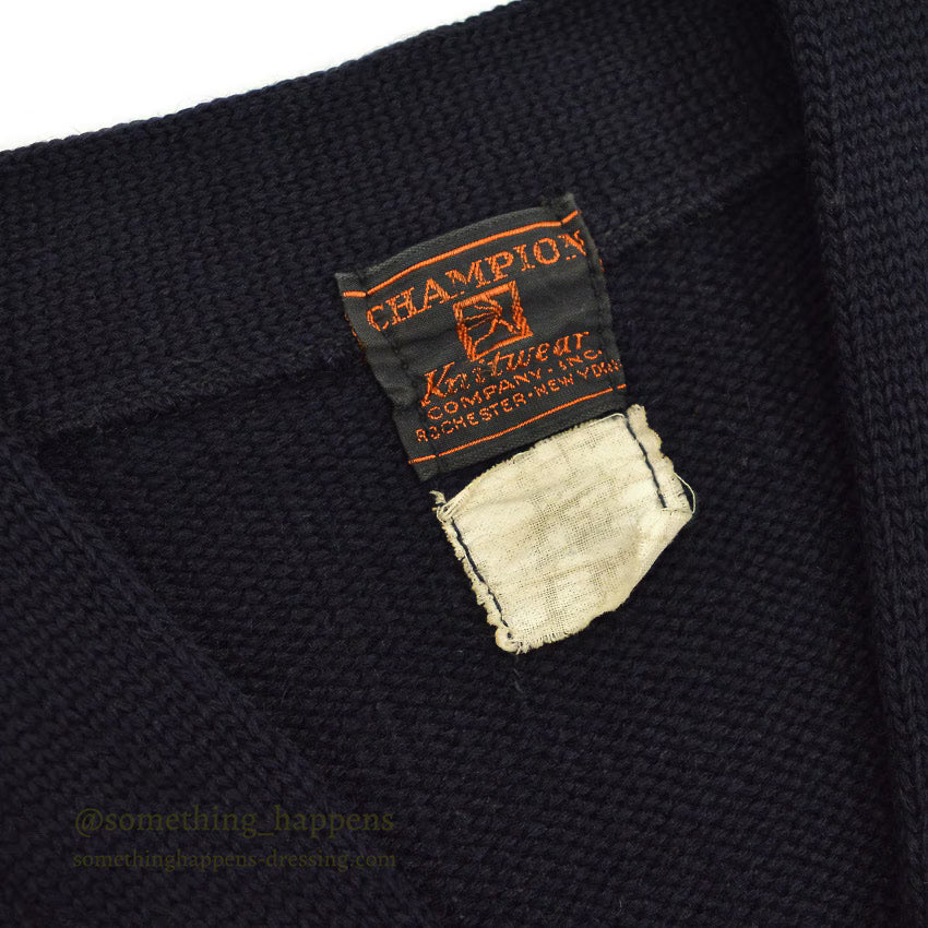 1940's CHAMPION 'P' DARK NAVY WOOL CARDIGAN COAT ... Fits like XL