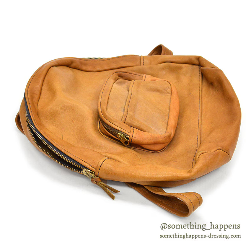 ~1970's BROWN OILED LEATHER BACKPACK...