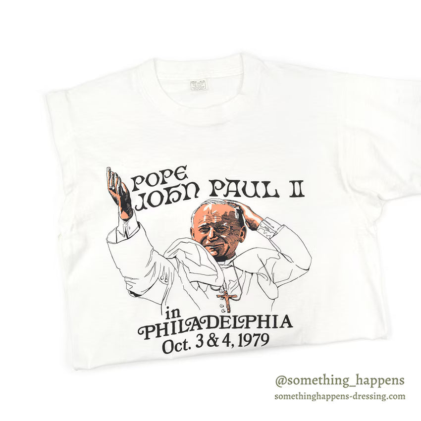 1970's POPE JOHN PAUL II  PRINT T-SHIRT ... LARGE