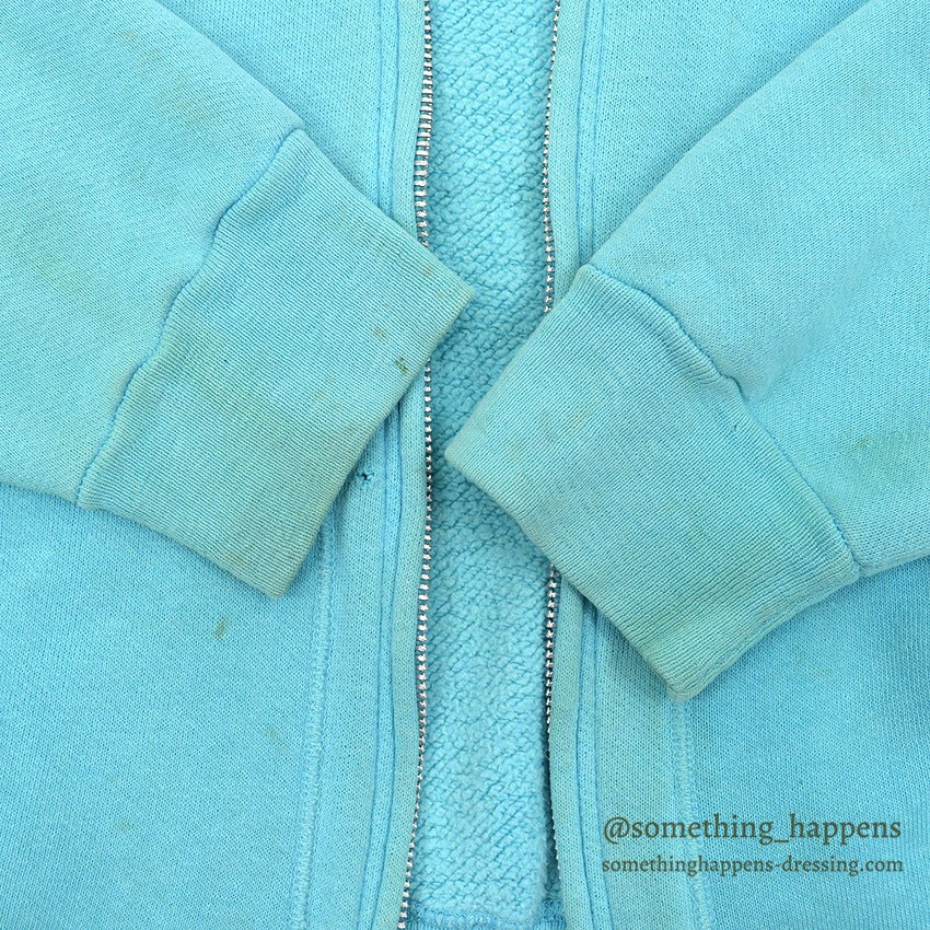 1960's PENNEY'S TURQUOISE ZIP UP SWEAT SHIRT RARE COLOR ... L