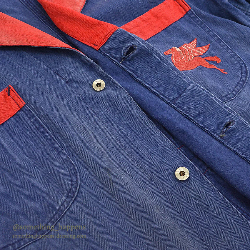 1940's Lee MOBIL PEGASUS EMBROIDERY HBT SHOP COAT TWO-TONE ... 42