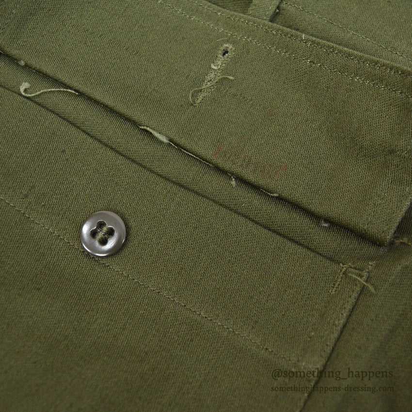 1960's DEADSTOCK USARMY TROUSERS, MEN'S, COTTON SATEEN OG107 ... MEDIUM