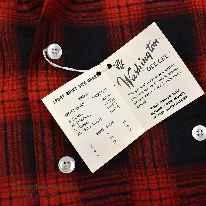 1950's DEADSTOCK WASHINGTON DEE CEE PRINT FLANNEL SHIRT...L
