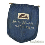 1910's USARMY WW1 ERA BLUE DENIM BARRACKS BAG HAND PAINT...