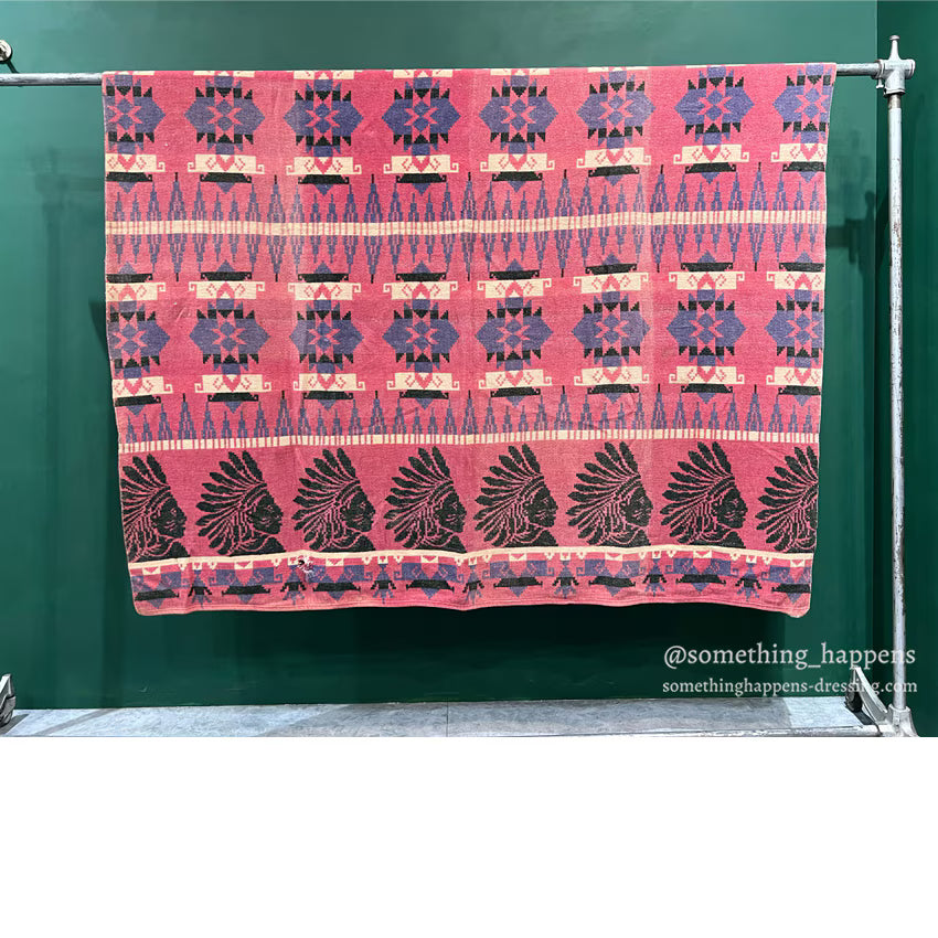~1950's BEACON INDIAN HEAD COTTON CAMP BLANKET ... 170cm/165cm