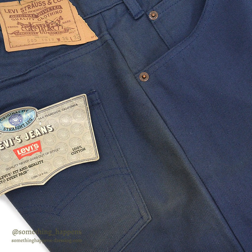 1980's DEADSTOCK Levi's 505-1017 BLUE COTTON TWILL PANTS  ... W36/L32