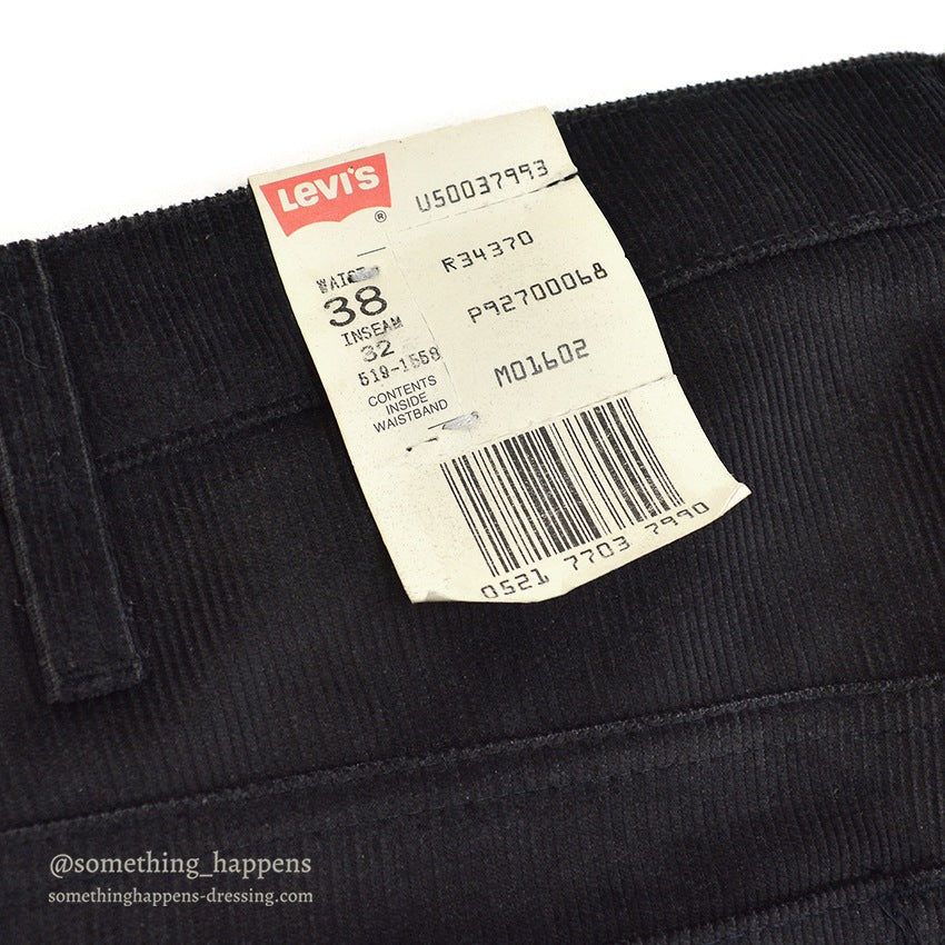 1980's DEADSTOCK Levi's 519-1558 BLACK CORDUROY PANTS... W38/L32