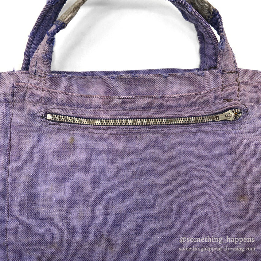 ~1950's HOME MADE FADED BLUE CANVAS TOTE BAG...