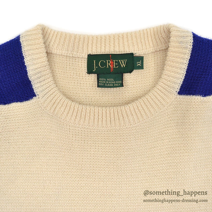 1990's J.CREW MULTI WIDE BORDER WOOL SWEATER... XL