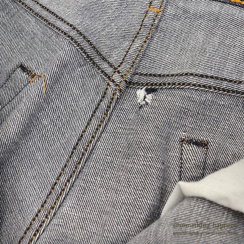 Levi's 501 BLACK DENIM PANTS Made in USA ORANGE STITCH... W34/L32