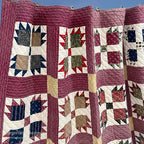 ANTIQUE BEAR'S PAW PATCHWORK QILT MAROON... 197cm/194cm