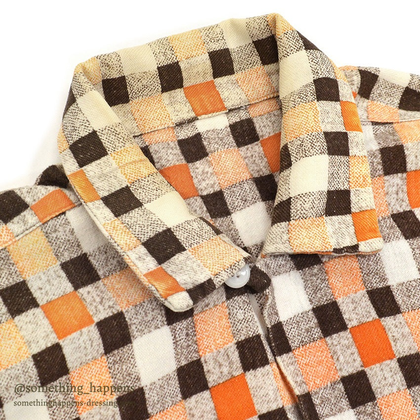1950's~ CHECKERED ALL COTTON PRINT FLANNEL SHIRT ...