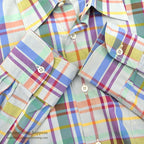 ~1980's CUZZENS PLAID COTTON DRESS SHIRT MADE IN IATLY 2 ... L