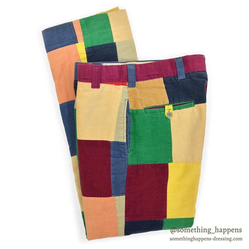 1970's CRAZY PATTERN PATCHWORK CORDUROY PANTS... W32/L28