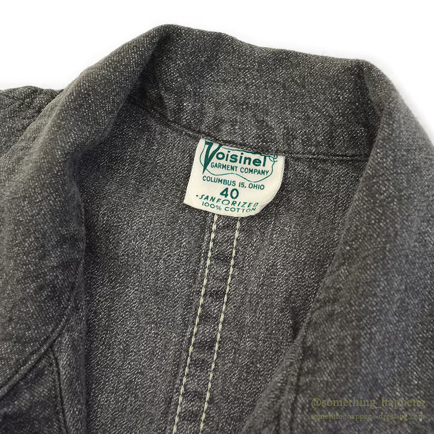 1950's VOISINEL GARMENT COMPANY BLACK COVERT COVERALL ... 40