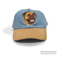 1990's~ DOG EMBROIDERY LEATHER / DENIM CAP...