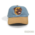 1990's~ DOG EMBROIDERY LEATHER / DENIM CAP...