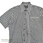 1970's CAMPUS BLACK GINGHAM CHECK S/S SHIRT ... L